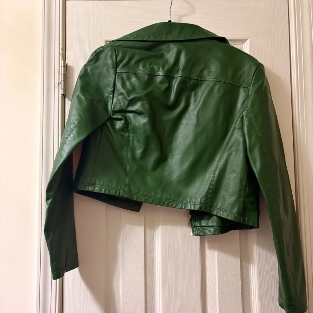 Express Green Faux Leather Jacket - Picture 2 of 2